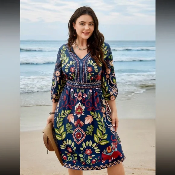 BloomChic - Colorful Boho Dress with Pockets
Midi Dress- 14/16 -like new - Picture 1 of 8